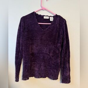 White Stag Deep Purple Velour Sweater